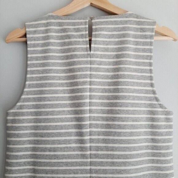J. CREW / Striped Jeweled Neckline Tank Top Gray & White Sleeveless Sz S - Picture 9 of 11